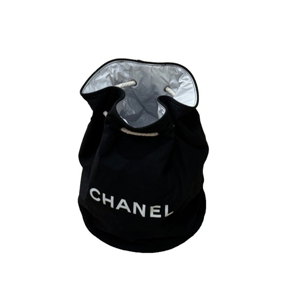 CHANEL Handbags - Vintage Chanel Parfum Promo‎ Drawstring Backpack Bag Beach Pool Lined Cooler Bag